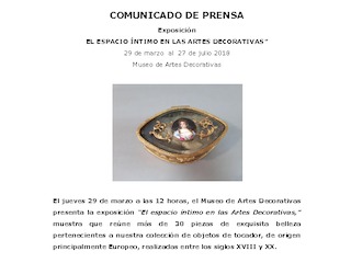 Comunicado de Prensa El espacio ntimo en las Artes Decorativas